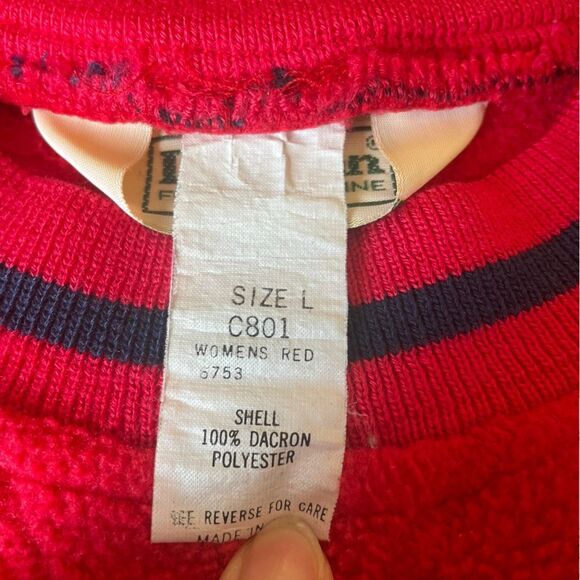 LL Bean Vintage Sherpa Crewneck Red Sweatshirt Womens Size Large - Picture 7 of 10